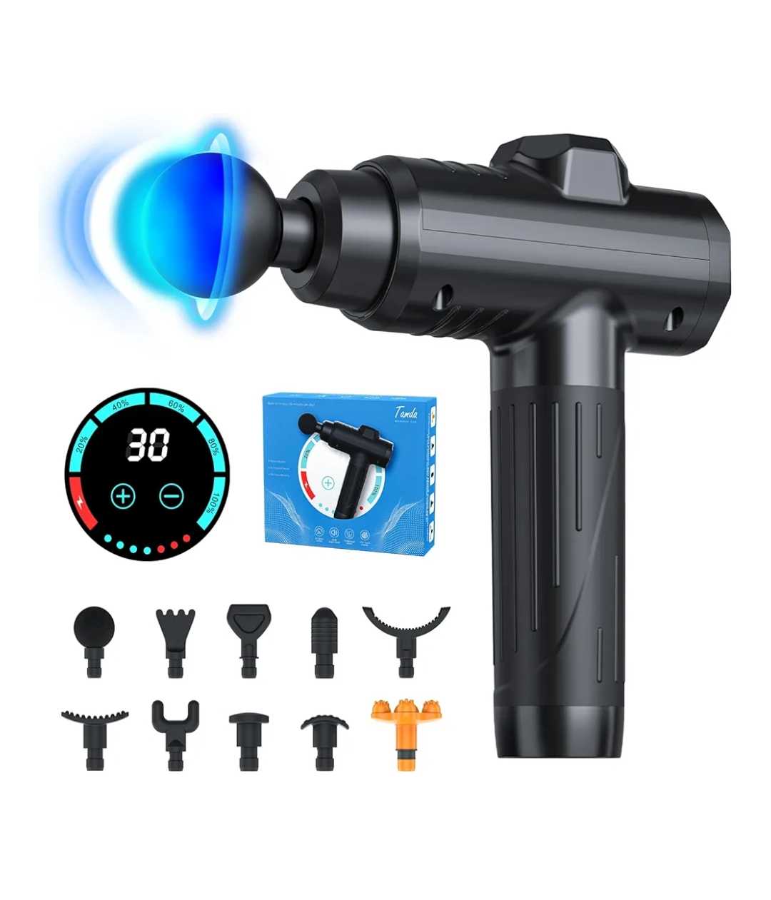 Read more about the article Massagepistole, Muskel Percussion Massagegerät mit 10 Massageköpfen, Massage Gun mit 30 Geschwindigkeiten und LCD-Touchscreen zur Muskelentspannung von Körper, Rücken und Schultern