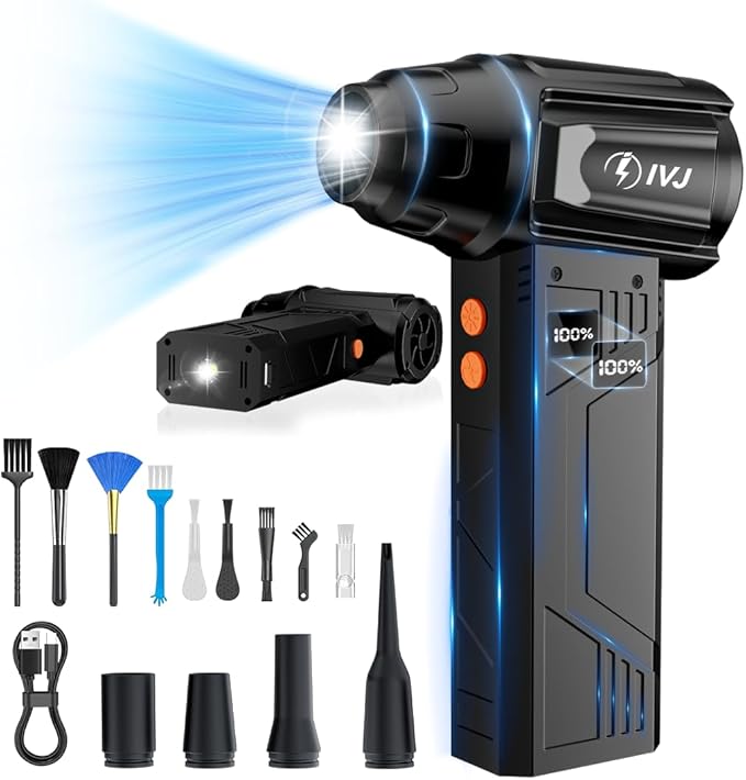 Read more about the article IVJ Electric Dust Blower, 4-Speed 180,000 rpm Compressed Air Duster