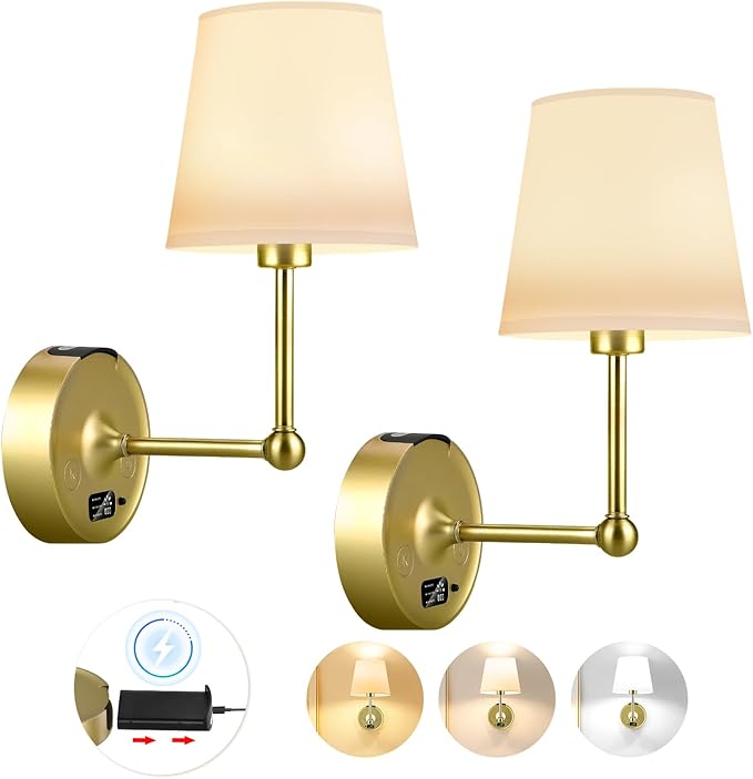 Read more about the article Pack of 2 Wall Light Indoor USB Rechargeable Wall Lamp Battery