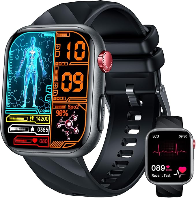 Smart Watch Men’s ECHG HRV Bluetooth Heart Rate Blood Pressure: 1.97 Inch AMOLED