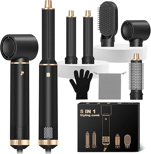 Hair Styler 5 in 1, Airstyler Hair Styler Set with Round Brush Hairdryer, Warm Air Brush,