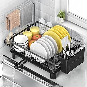 Dish Drainer with Cutlery Holder and Towel Rail