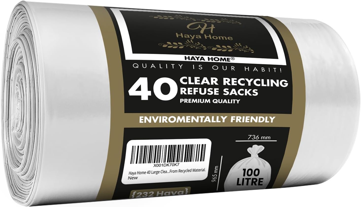 Read more about the article Haya Home 100L 40 Large Clear recycling bags