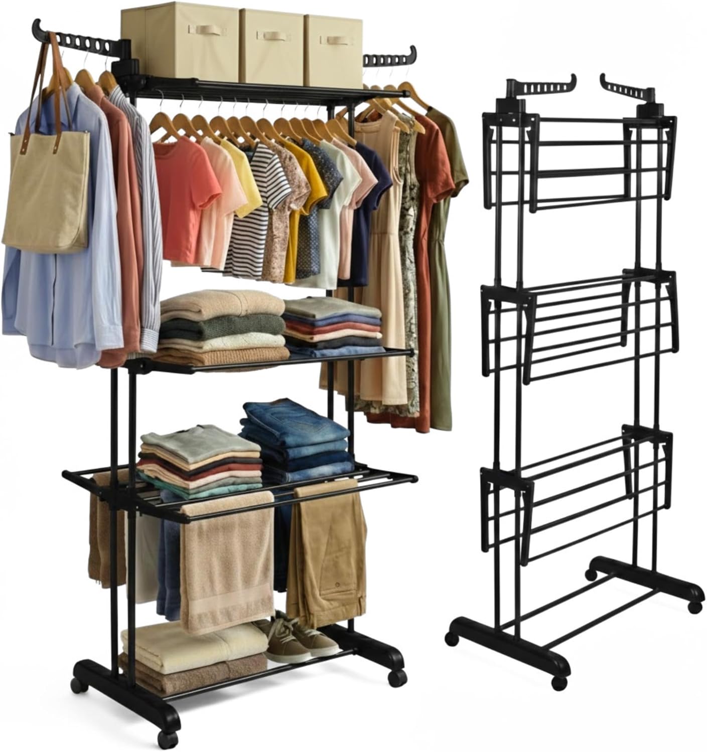 Read more about the article Foldable Clothes Drying Rack with Wheels for Indoor